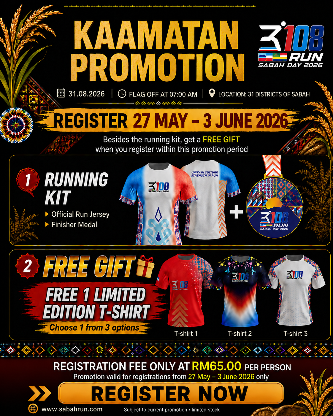 3108 Run Sabah Day 2026 Kaamatan Promotion